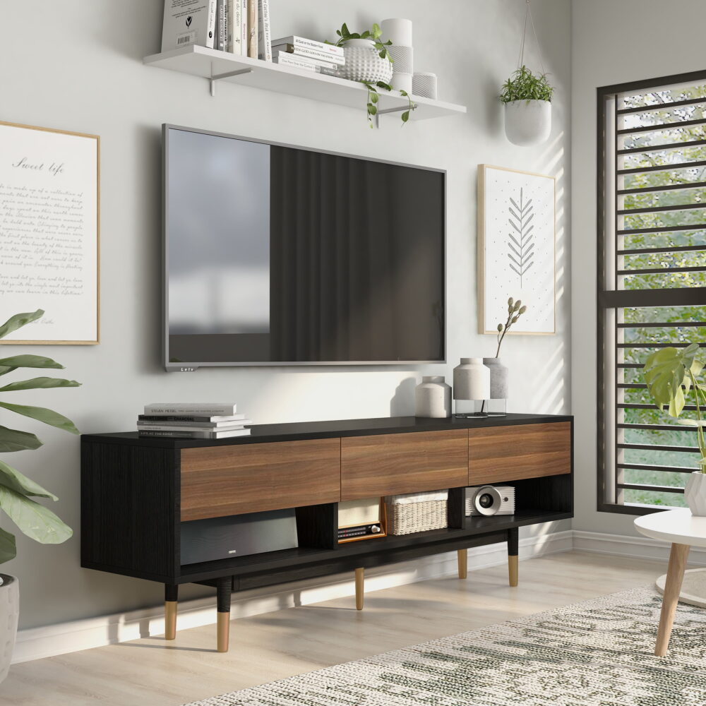 Furniture of America Zuna 3-Drawer TV Stand for TVs up to 70", Black