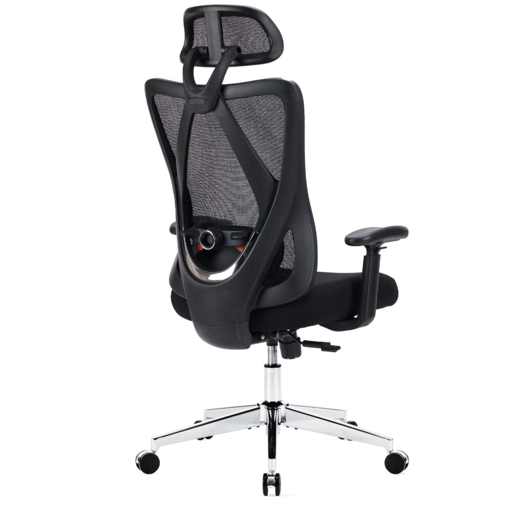 GIANNA Ergonomic Office Chair with Adjustable Headrest, 360° Swivel with 2D Armrest and 135° Tilt, Wide Cushion, Black