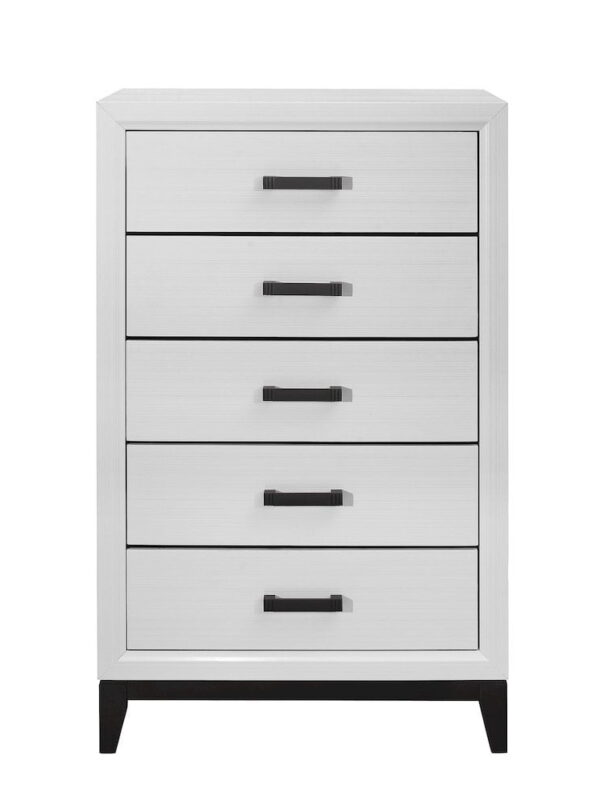 Global Furniture USA Kate White and Black 5-Drawer Bedroom Chest