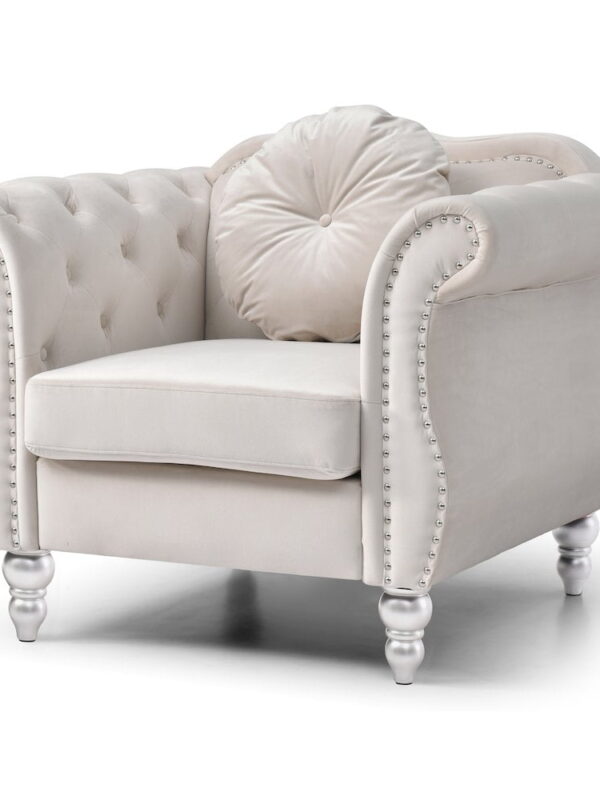 Glory Furniture Hollywood Accent Chair in Ivory Color
