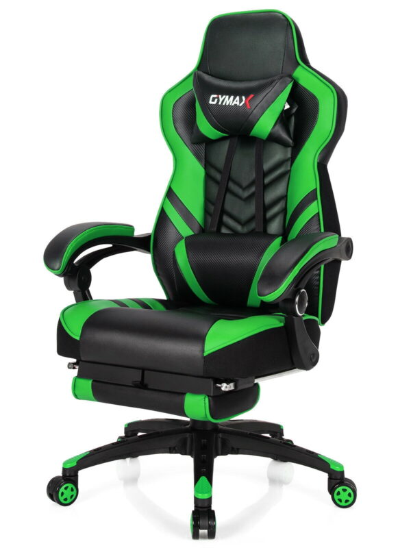Gymax Office Computer Desk Chair Gaming Chair Adjustable Swivel w/Footrest Green