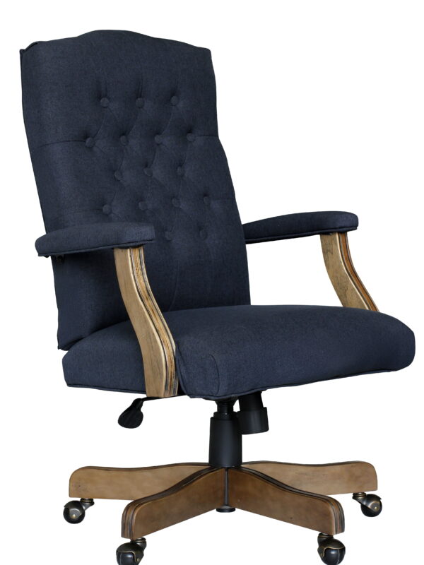 High-Back Traditional Executive Desk Chair, Driftwood, Navy Blue