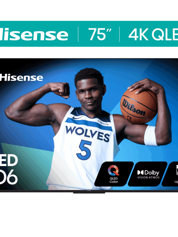 Hisense 75-Inch Class QD6 Series QLED UHD 4K HDR Google Smart TV (75QD6N) - QLED, Dolby Vision, Dolby Atmos, 4K AI Upscaler, Motion Rate 120, HDR 10+, Game Mode Plus, Voice Remote