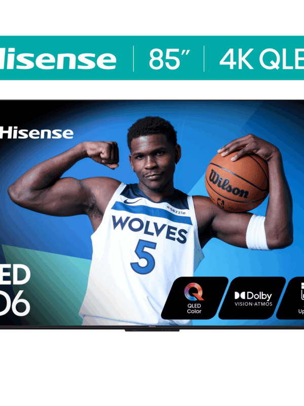 Hisense 85-Inch Class QD6 Series QLED UHD 4K HDR Google Smart TV (85QD6N) - QLED, Dolby Vision, Dolby Atmos, 4K AI Upscaler, Motion Rate 120, HDR 10+, Game Mode Plus, Voice Remote