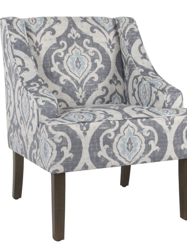 HomePop Classic Swoop Accent Chair - Blue and White Damask