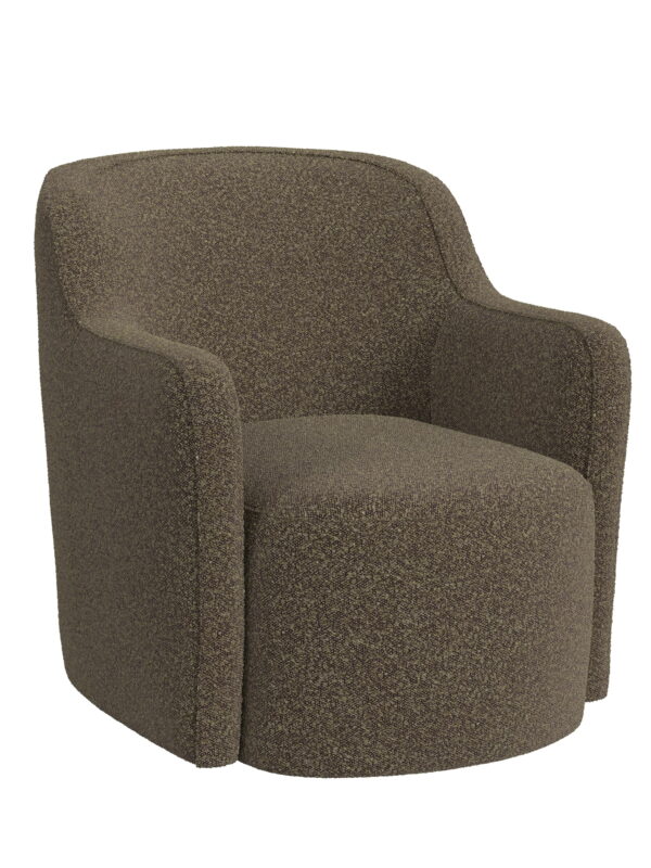 HomePop Upholstered Swivel Accent Chair, Dark Brown Boucle