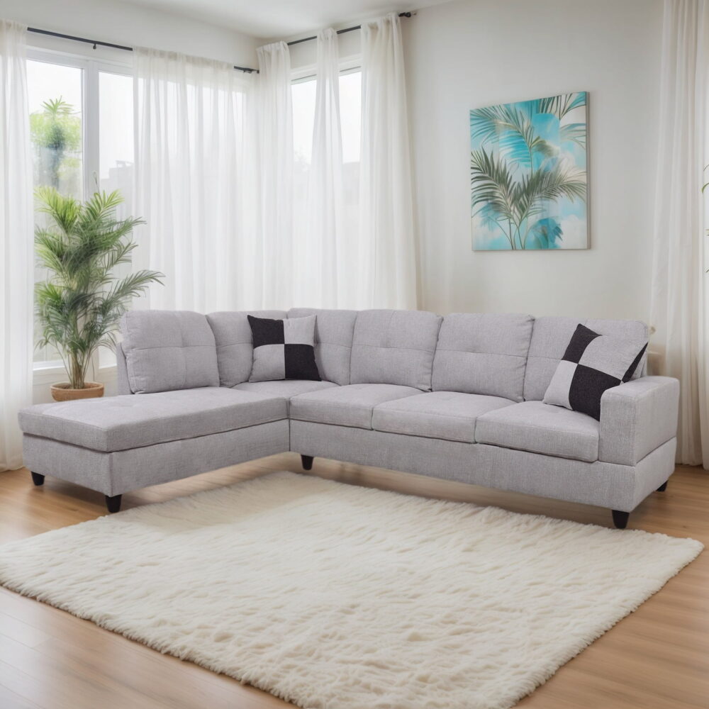 Hommoo Modern Couches and Sofa Set, Flannel Living Room Furniture Sets, Sectional Sofa for Living Room,off-White(No Ottoman)