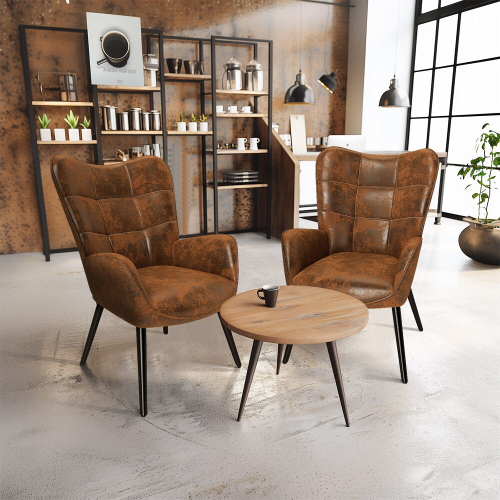 Homy Casa Accent Chair Set of 2 with Armrests, High Back Lounge Chair for Living Room, Bedroom, Vanity