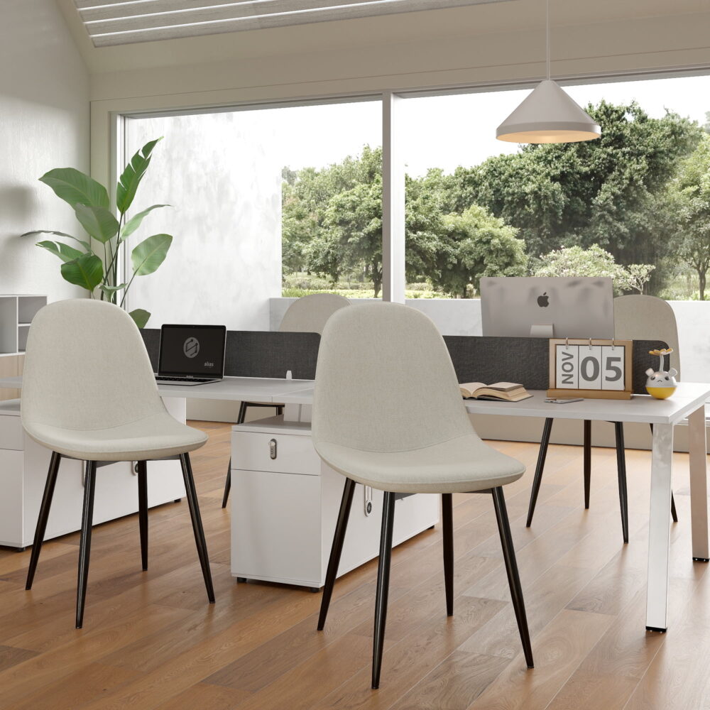 Homy Casa Office Desk Chairs Set of 4, Modern Upholstered Seat for Home Office Conference Room, Beige