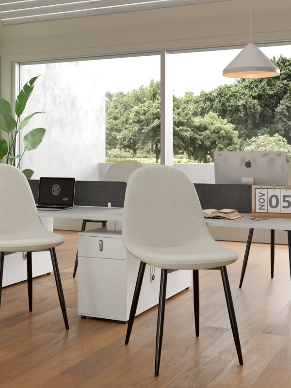 Homy Casa Office Desk Chairs Set of 4, Modern Upholstered Seat for Home Office Conference Room, Beige