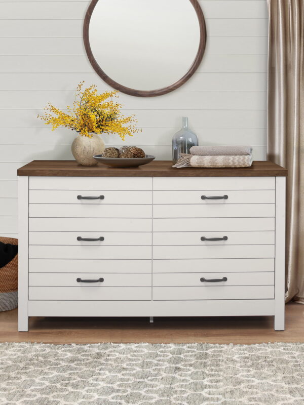 Lancaster Wood 6 Drawer Dresser, Ivory, by Hillsdale Living Essentials