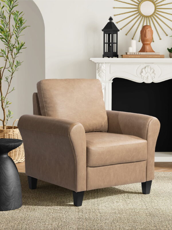 Lifestyle Solutions Alexa Club Chair, Brown Faux Leather