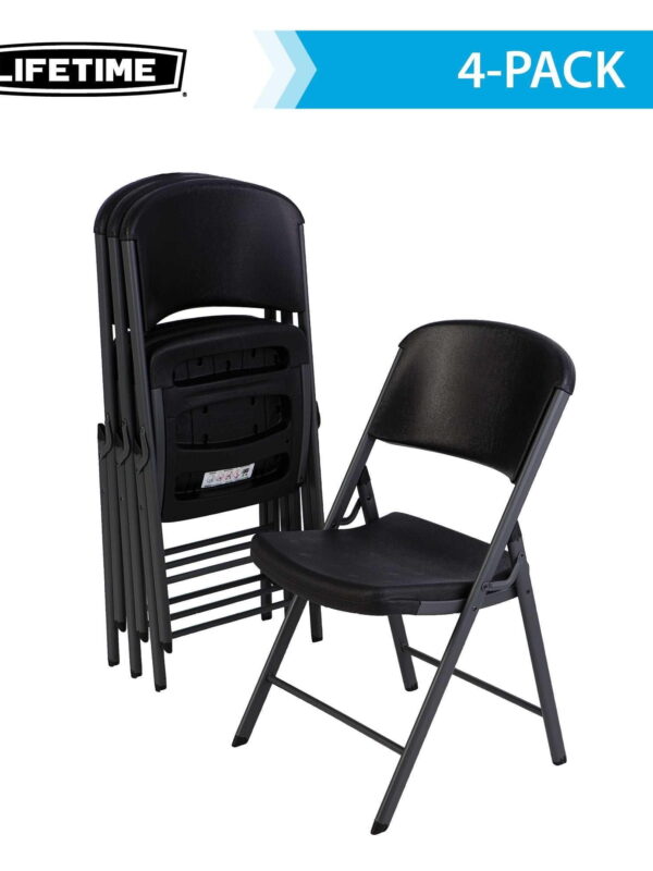 Lifetime Folding Chair, Indoor/Outdoor Commercial, Adult, Black, 4 Pack (80187)