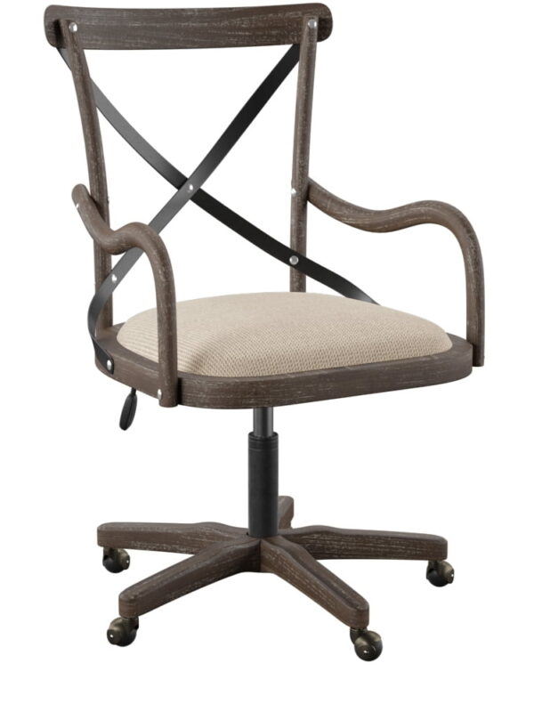 Linon Carson Wood and Metal High Back Indoor Executive Chair, Graywash