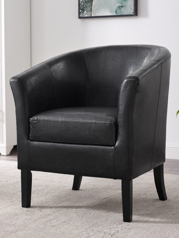 Linon Noelie Side Accent Club Chair, Black Faux Leather