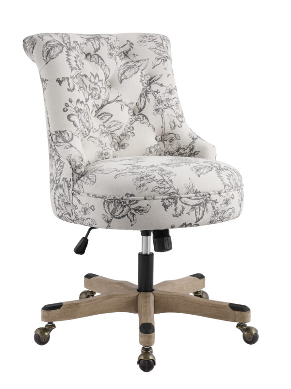 Linon Sinclair High Back Office Chair with Adjustable Height, Tilt and Swivel, Graywash/Gray Floral