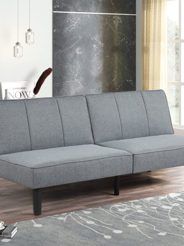 Mainstays 66" Studio Futon, Gray Linen Upholstery