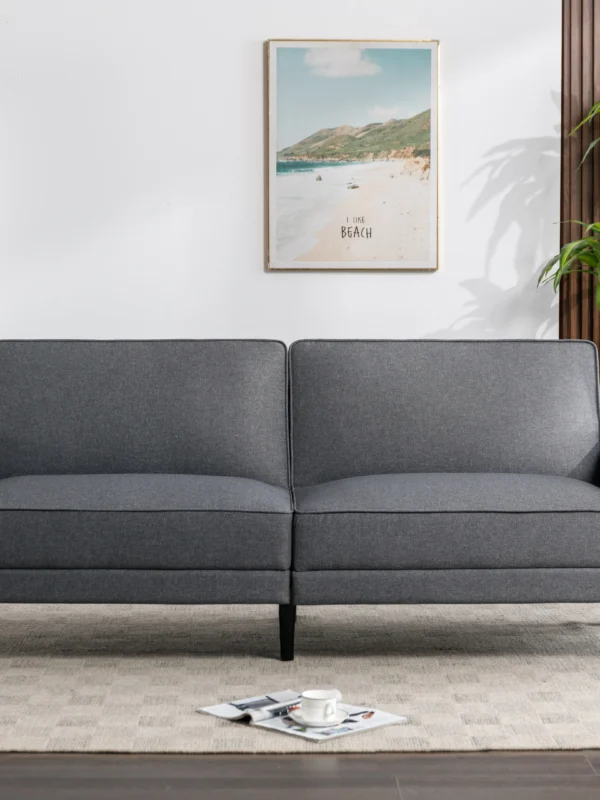 Mainstays Barlow Futon, Linen Fabric, Gray, 76.3"