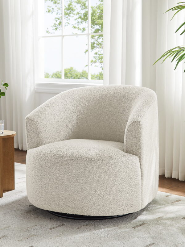 Mainstays Boucle Swivel Accent Chair, Cream