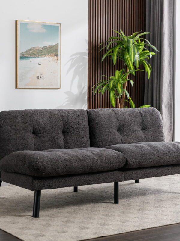 Mainstays Camden Cozy Futon, Charcoal Boucle Fabric, 72"