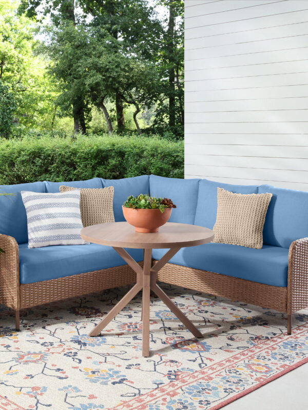 Mainstays Chelsea Outdoor Patio 4-Pieces Sectional Dining Set, Blue