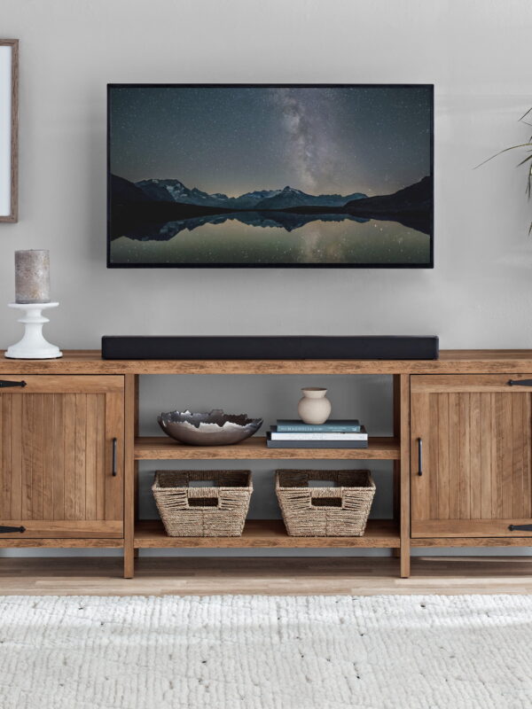 Mainstays Farmhouse TV Stand for TVs up to 70", Rustic Weathered Oak