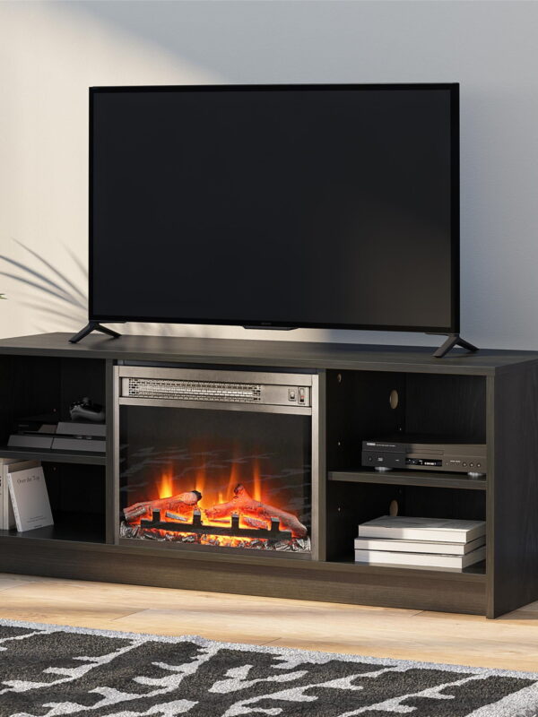 Mainstays Fireplace TV Stand, for TVs up to 55", Black Oak