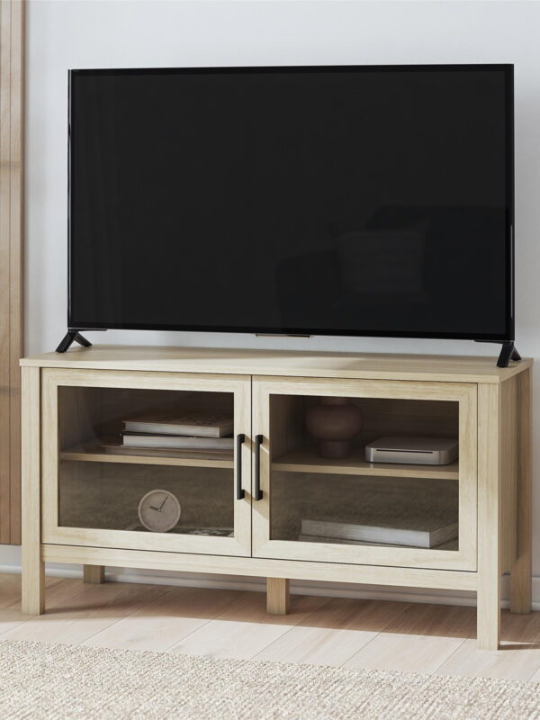 Mainstays Glass Door TV Stand for TVs up to 55", Spring Pine