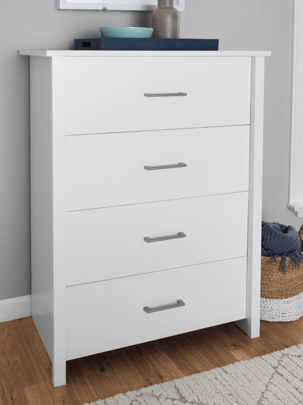 Mainstays Hillside 4-Drawer Dresser, White Finish