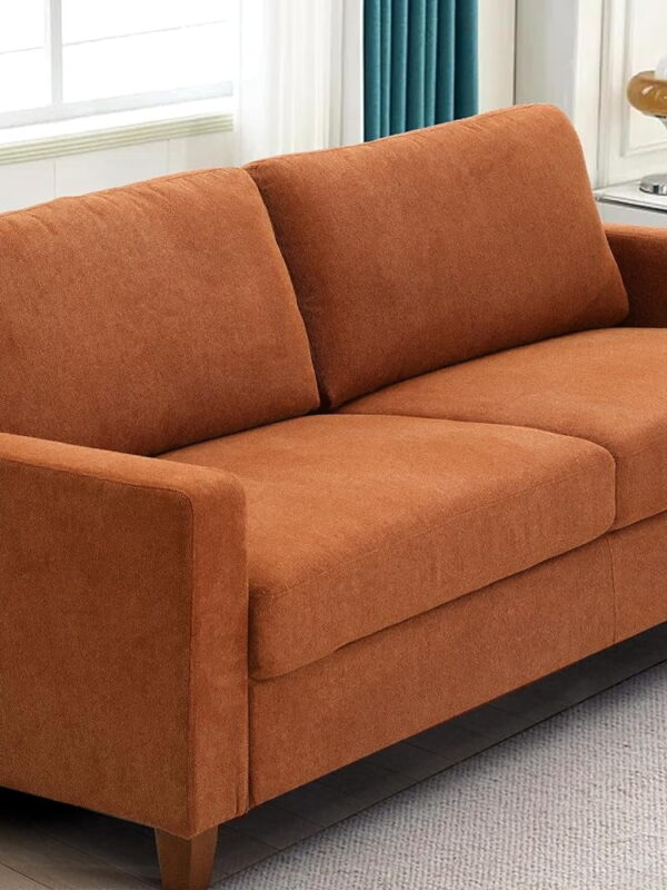 US Pride Furniture Mid Century Modern Couch for Small Spaces Living Rooms Apartments and Condos 3-Seater Sofa with Reversible Back Pillows Orange