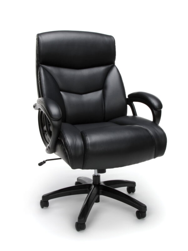 OFM Essentials Collection Big & Tall Bonded Leather Chair, Black