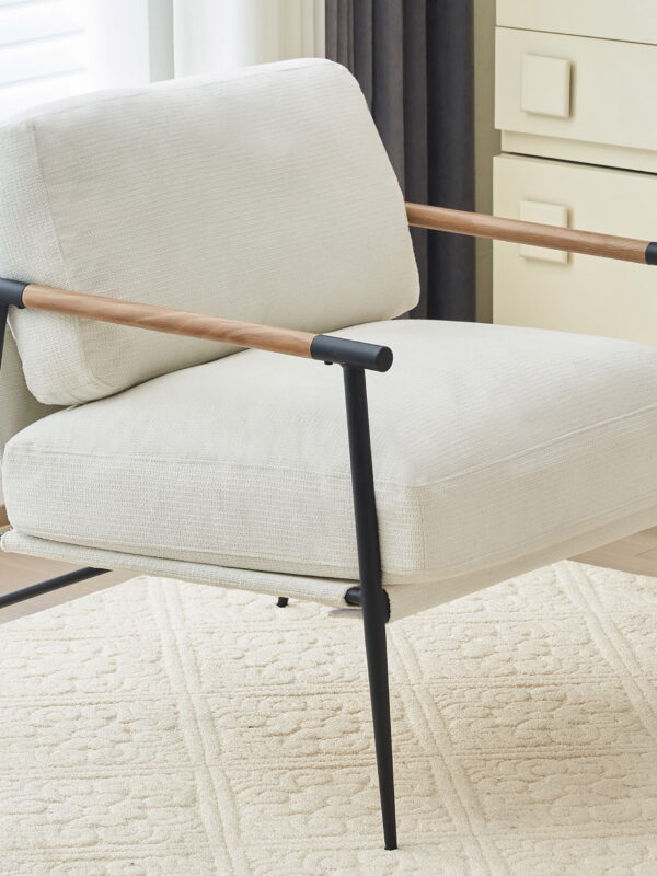 Othniel White Accent Chair Armchair Chenille Mid Century Modern Accent Chair Metal Leg Comfy Cushion