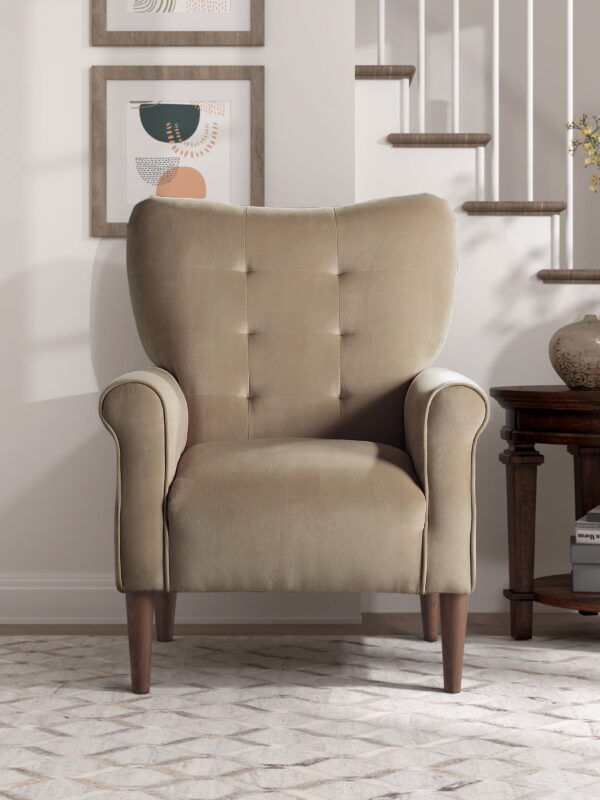 OakvillePark Primrose Velvet Fabric Upholstered Accent Chair, Brown