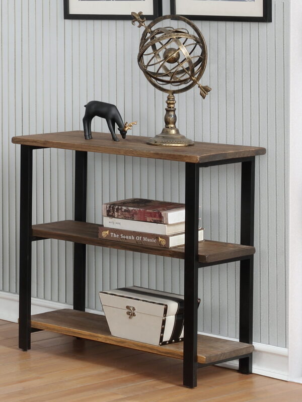 Alaterre Furniture Pomona 31"H 2-Shelf Metal and Solid Wood Under-Window Bookcase