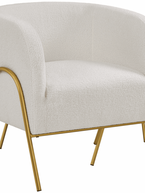 Renwick Contemporary Boucle Barrel Accent Chair, Ivory