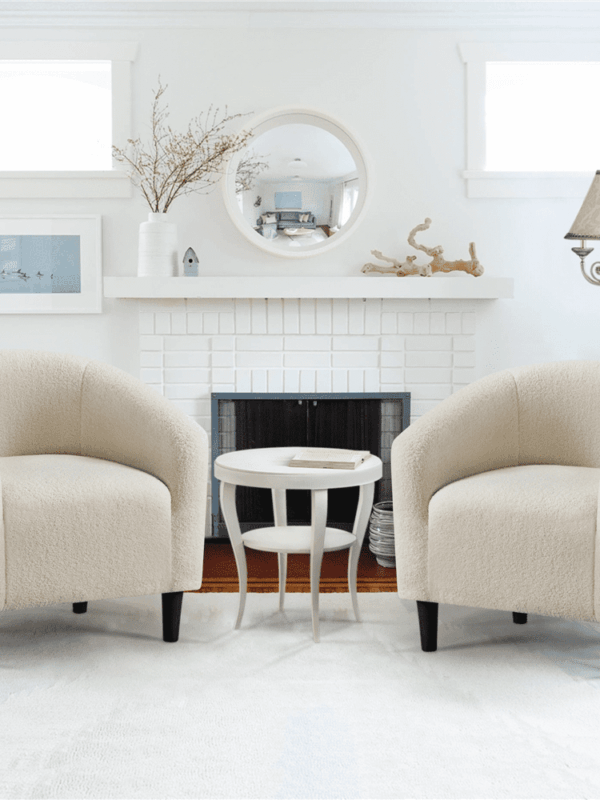Renwick Modern Upholstered Tub Chair for Living room, Set of 2, Ivory Boucle