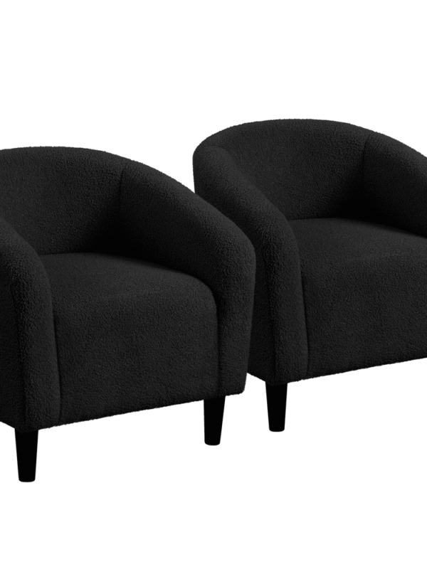Renwick Set of 2 Boucle Upholstered Club Chair, Black