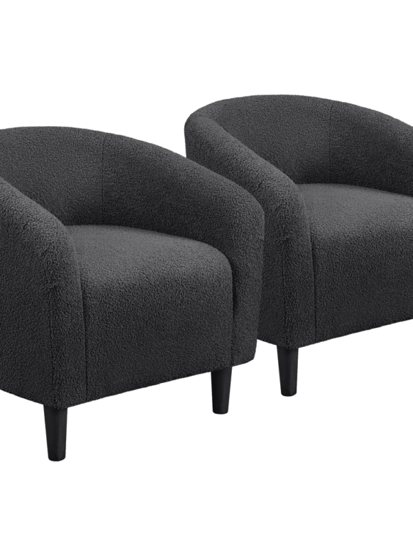 Renwick Set of 2 Boucle Upholstered Club Chair, Dark Gray