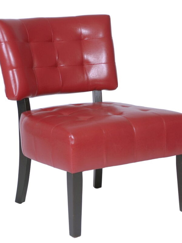 Roundhill Furniture Blended Leather Tufted Accent Chair with Oversized Seating, Red