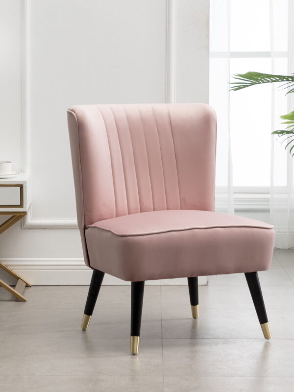 Roundhill Furniture Elon Contemporary Velvet Upholstered Accent Chair, Pink