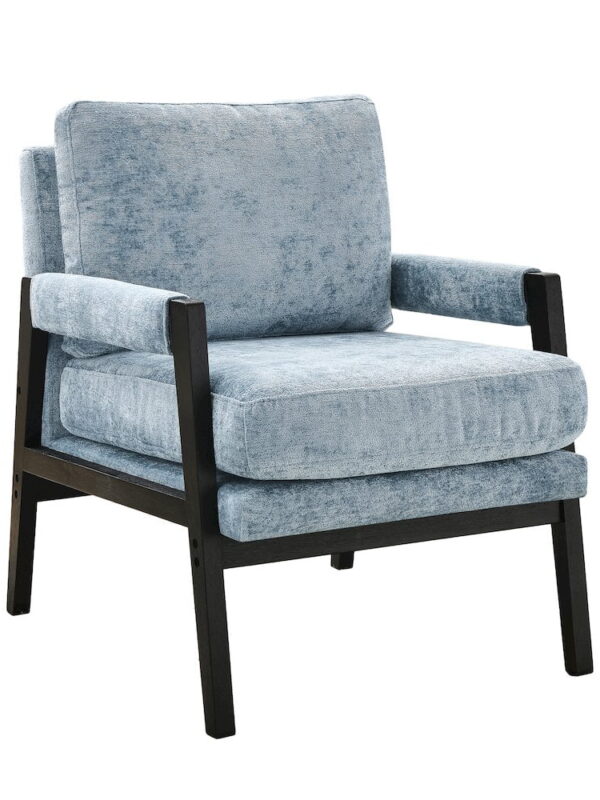 Roundhill Furniture Kelly Mid-Century Modern Chenille Upholstered Accent Armchair, Blue