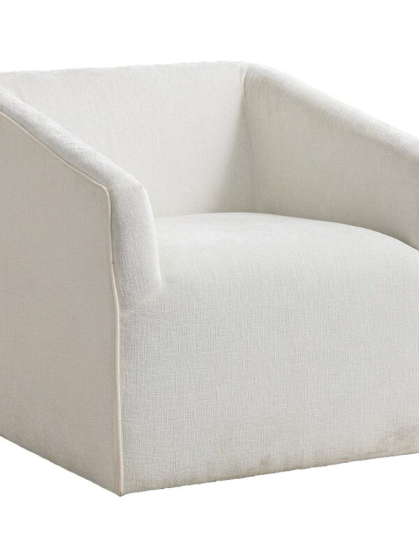 Roundhill Furniture Nice Modern Upholstered Barrel Armchair, 360 Degree Swivel, White