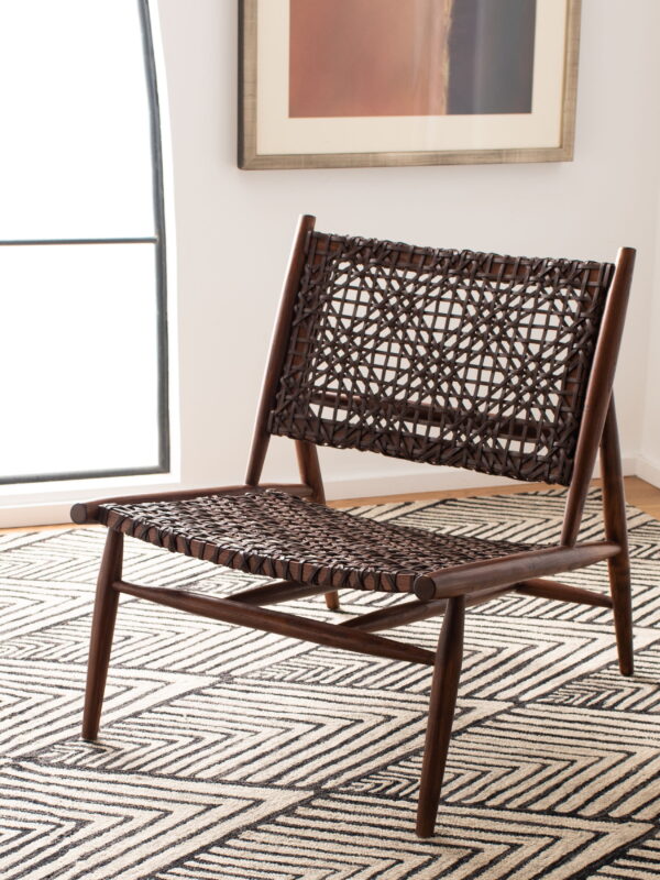 SAFAVIEH Bandelier Leather Weave Nautical Accent Club Chair, Brown