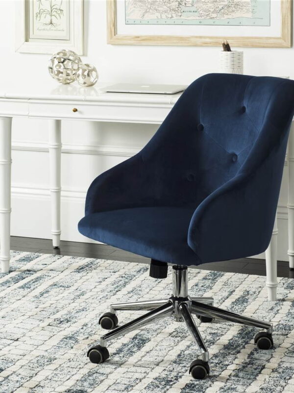 SAFAVIEH Evelynn Transitional Tufted Chrome Leg Swivel Office Chair