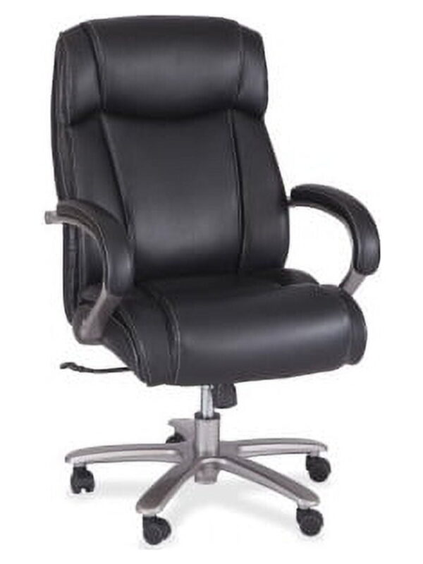 Safco Big & Tall Leather High-Back Task Chair Black Bonded Leather Seat - 29" Width x 31" Depth x 48.5" Height - 1 Each