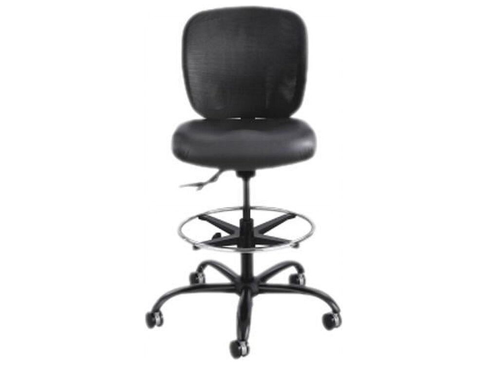 Safco Big and Tall Stool, Heavy Duty Black Vinyl Seat Mesh Back Rated to 400 lbs.