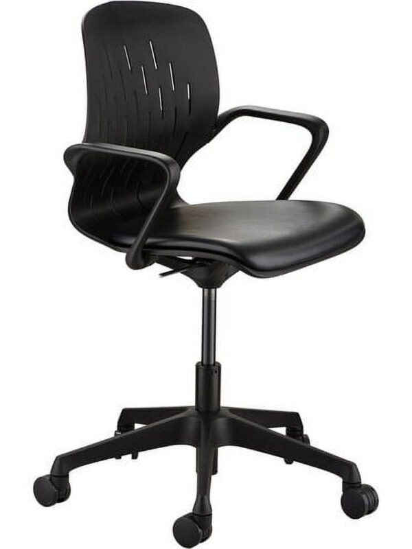 Safco Shell Desk Chair Black Vinyl Plastic Seat - Black Plastic Back - Steel Frame - 5-Star Base