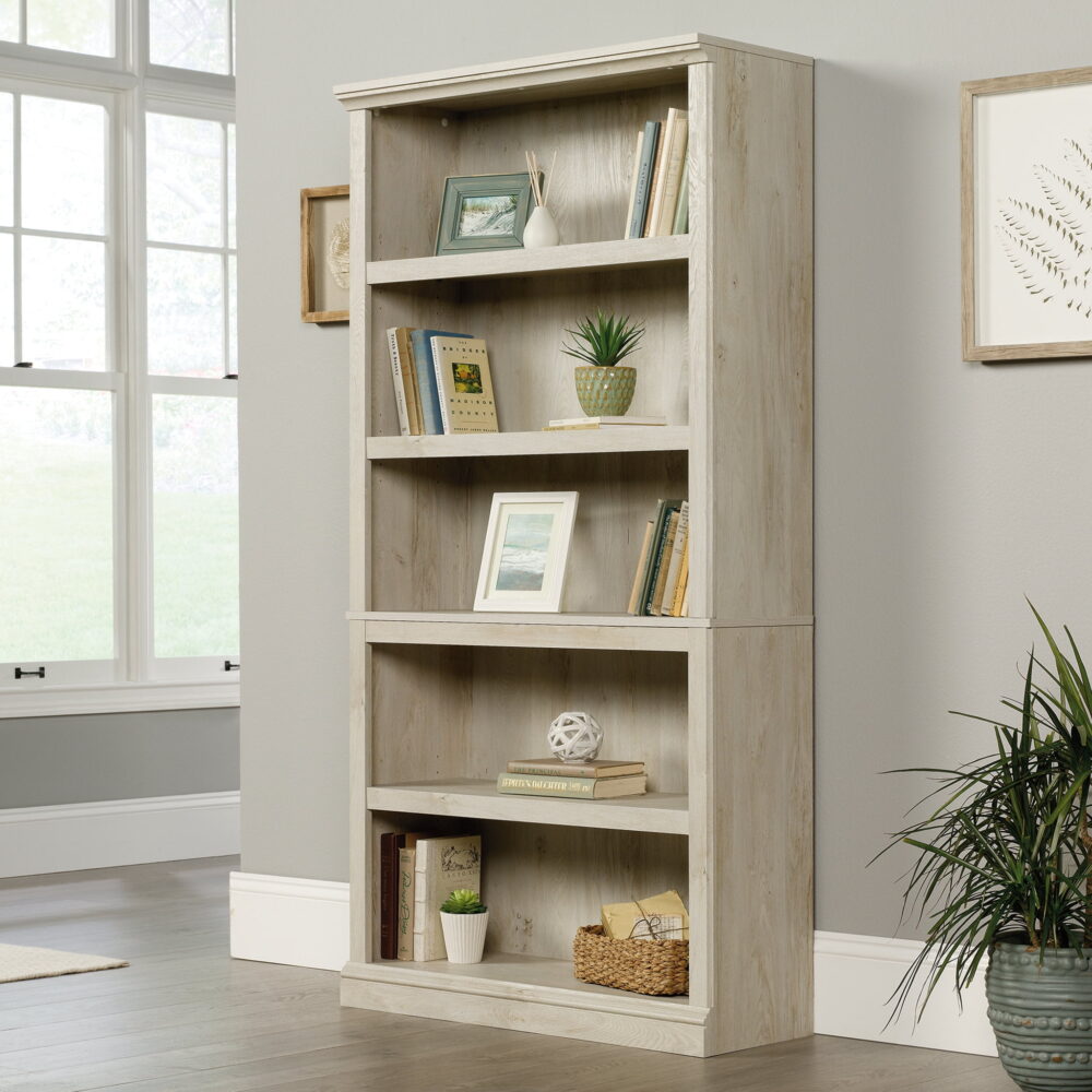 Sauder 5-Shelf Bookcase, Chalked Chestnut Finish