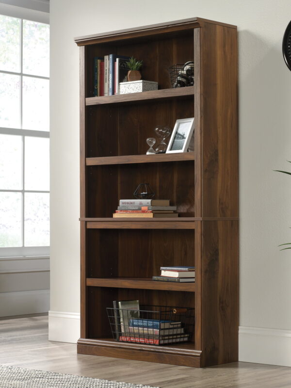 Sauder 5-Shelf Bookcase, Grand Walnut Finish