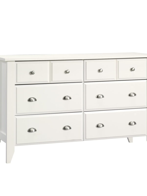 Sauder Shoal Creek 6 Drawer Dresser, Soft White Finish